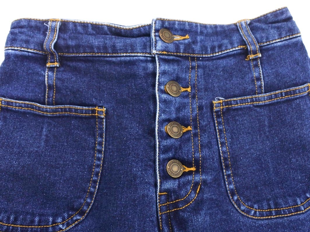 Heather ヘザー ボタンフライ ショート デニムパンツ sizeM/青 ■◆ ☆ fec0 レディース