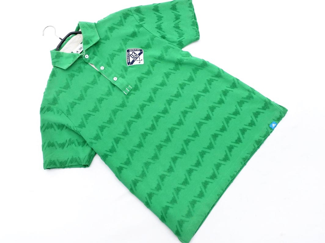 adidas アディダス GOLF ゴルフ パイル 総柄 ポロシャツ sizeL/緑 ■◆ ☆ fec0 メンズ