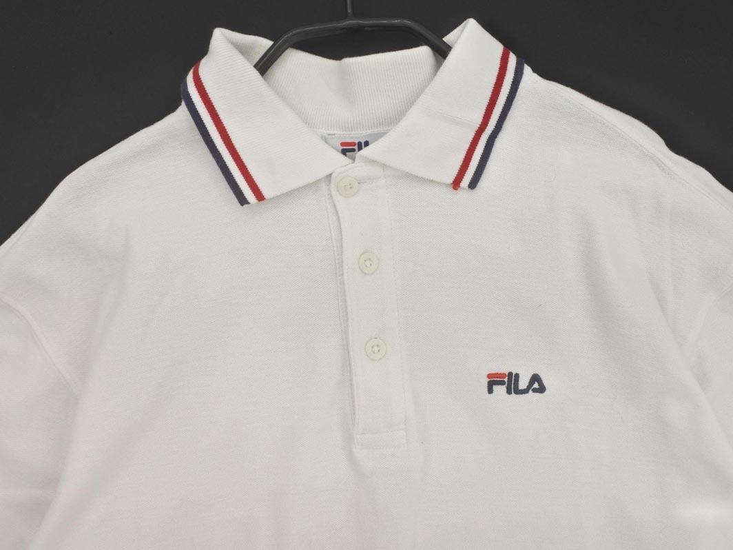 FILA フィラ ロゴ ポロシャツ sizeL/白 ■◆ ☆ fec0 メンズ
