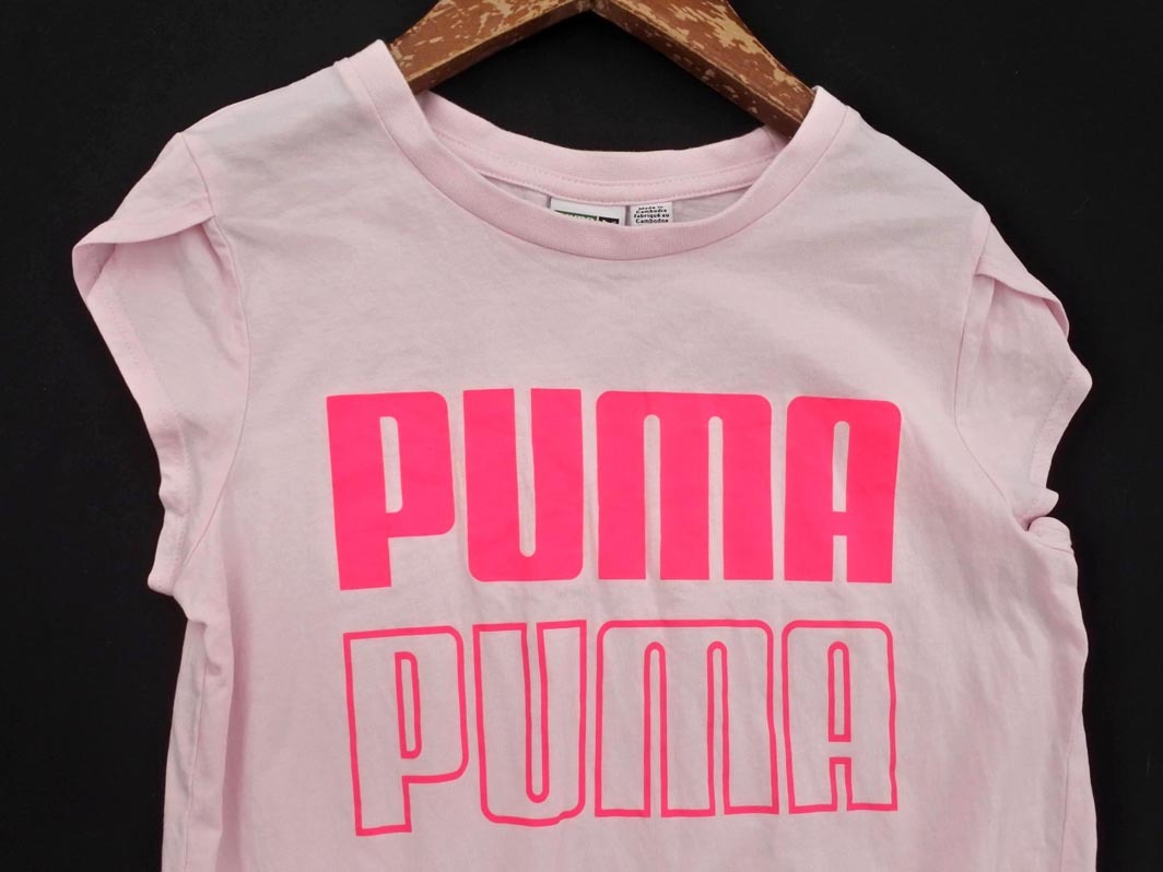 PUMA プーマ ロゴ プリント 前結(jié)び Tシャツ sizeS(130cmぐらい）/ピンク ■◆ ☆ fec0