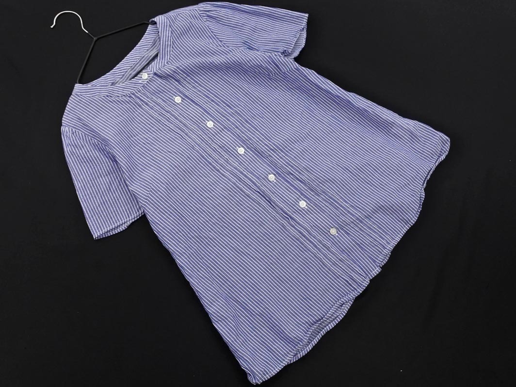 NATURAL BEAUTY BASIC ナチュラルビューティーベーシック ストライプ ブラウス シャツ sizeM/紺x白 ■◆ ☆ fec1 レディース_画像1