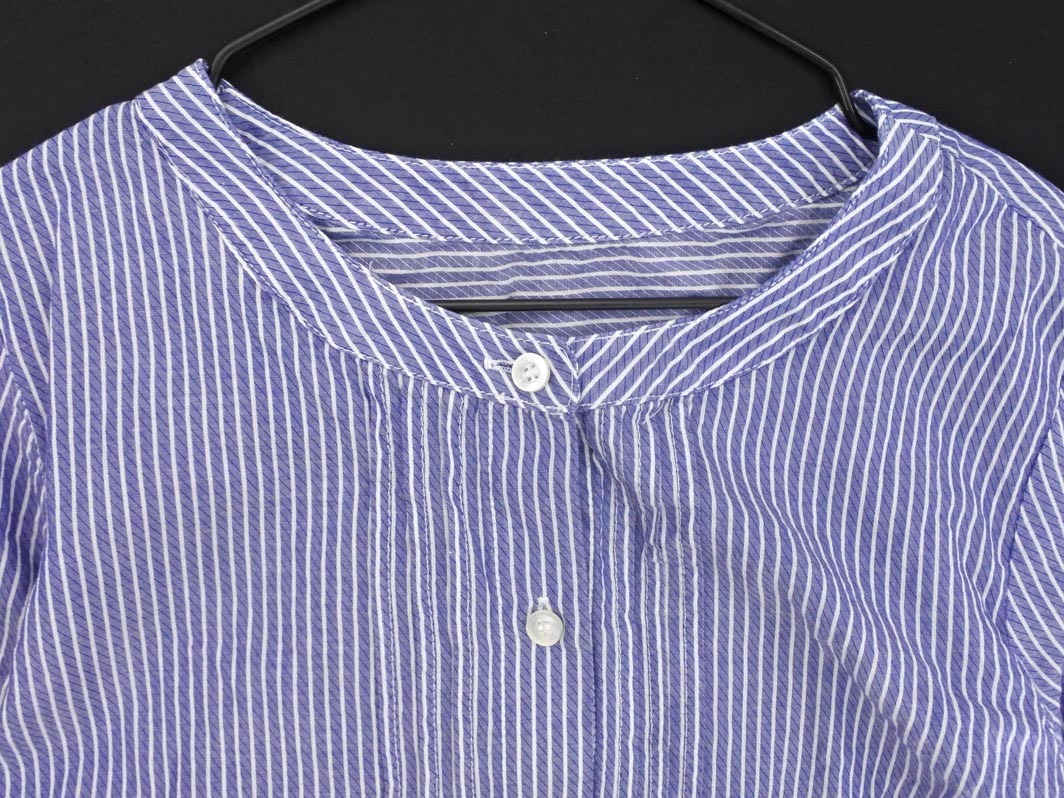 NATURAL BEAUTY BASIC ナチュラルビューティーベーシック ストライプ ブラウス シャツ sizeM/紺x白 ■◆ ☆ fec1 レディース_画像4