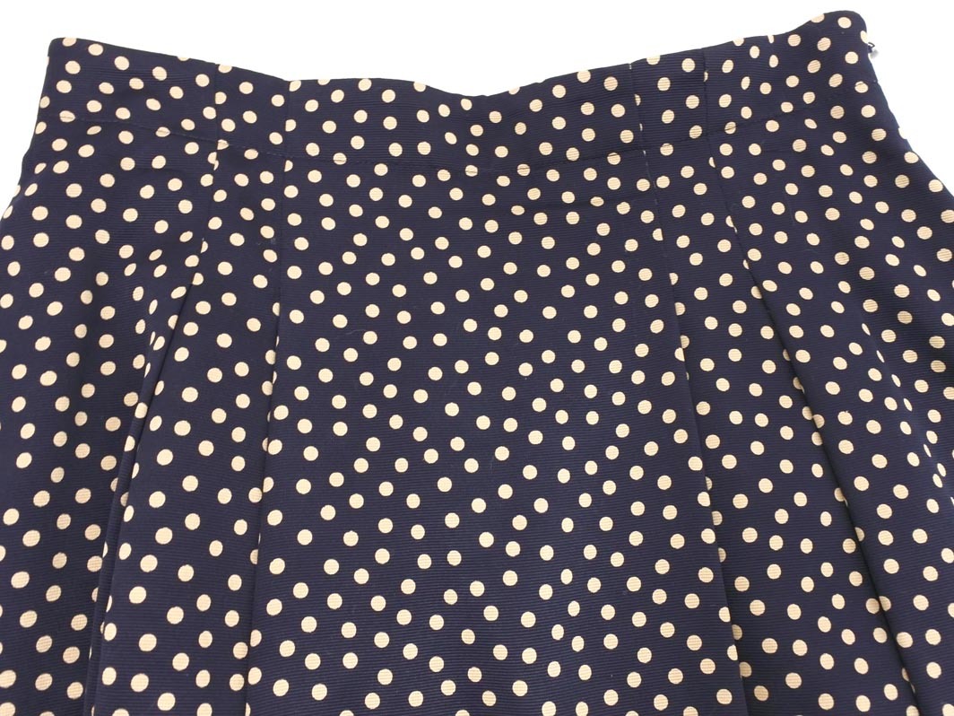 ANAYI アナイ ドット柄 Aライン 臺形 スカート size38/紺 ■■ ☆ fec1 レディース