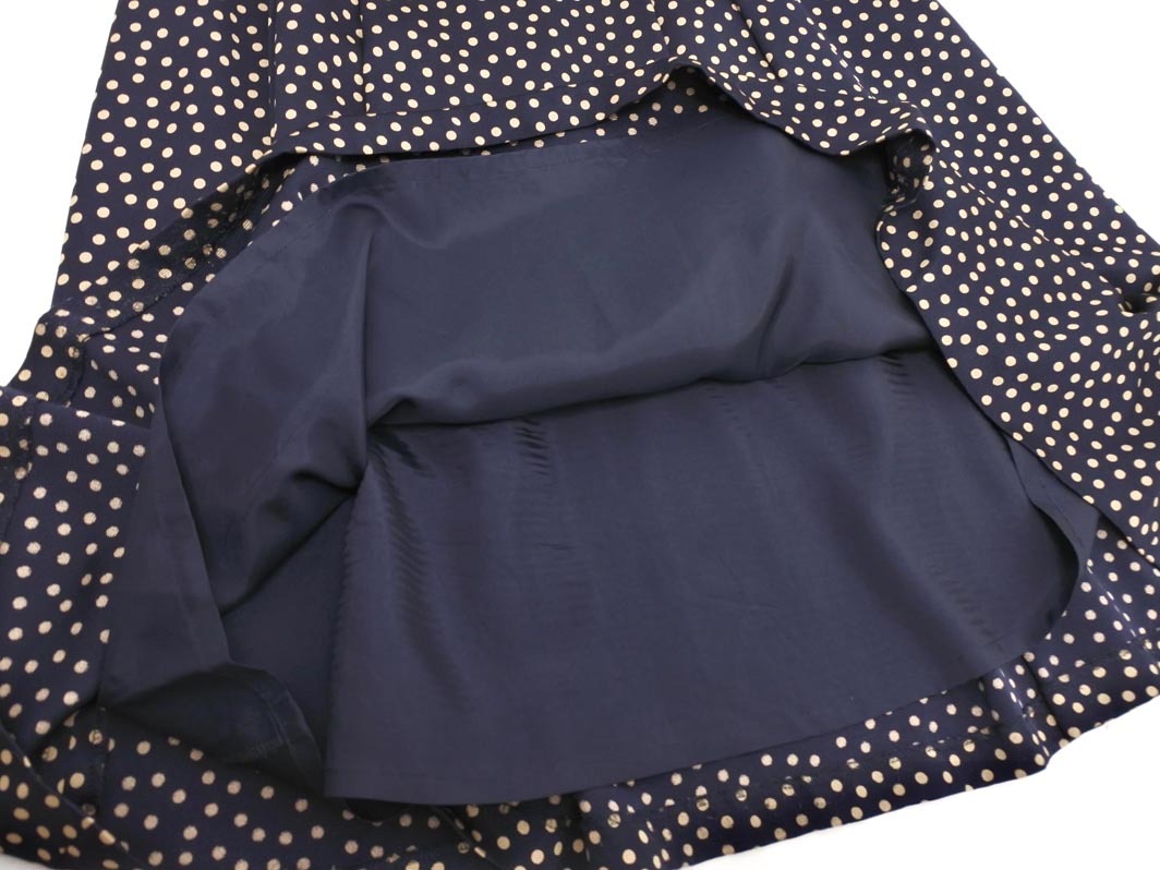 ANAYI アナイ ドット柄 Aライン 臺形 スカート size38/紺 ■■ ☆ fec1 レディース