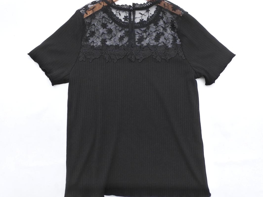 ネコポスOK INGNI イング チュール レース 切替 カットソー sizeM/黒 ■◆ ☆ fec1 レディース