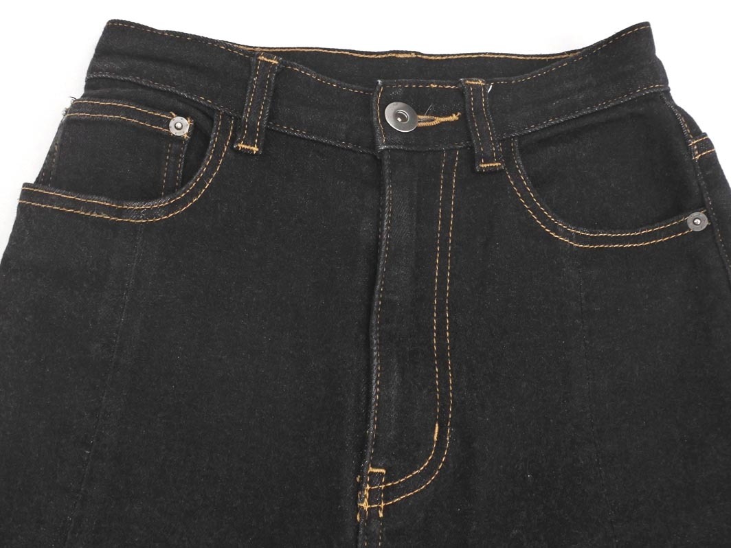 Heather ヘザー フレア スリット ブーツカット デニムパンツ sizeXS/黒 ■■ ☆ fec1 レディース