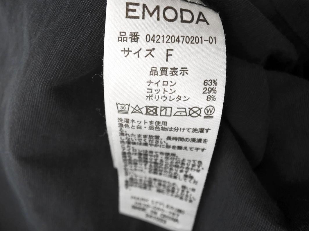 ネコポスOK EMODA エモダ ウエスト タック 五分袖 シャツ sizeF/黒 ■◆ ☆ fec3 レディース