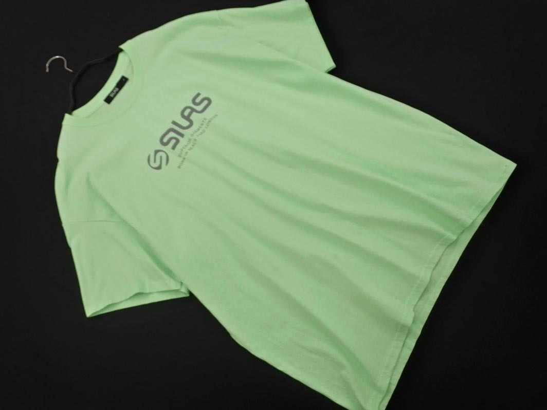 ネコポスOK SILAS サイラス ロゴ プリント Tシャツ sizeL/黃緑 ■◆ ☆ fec3 メンズ