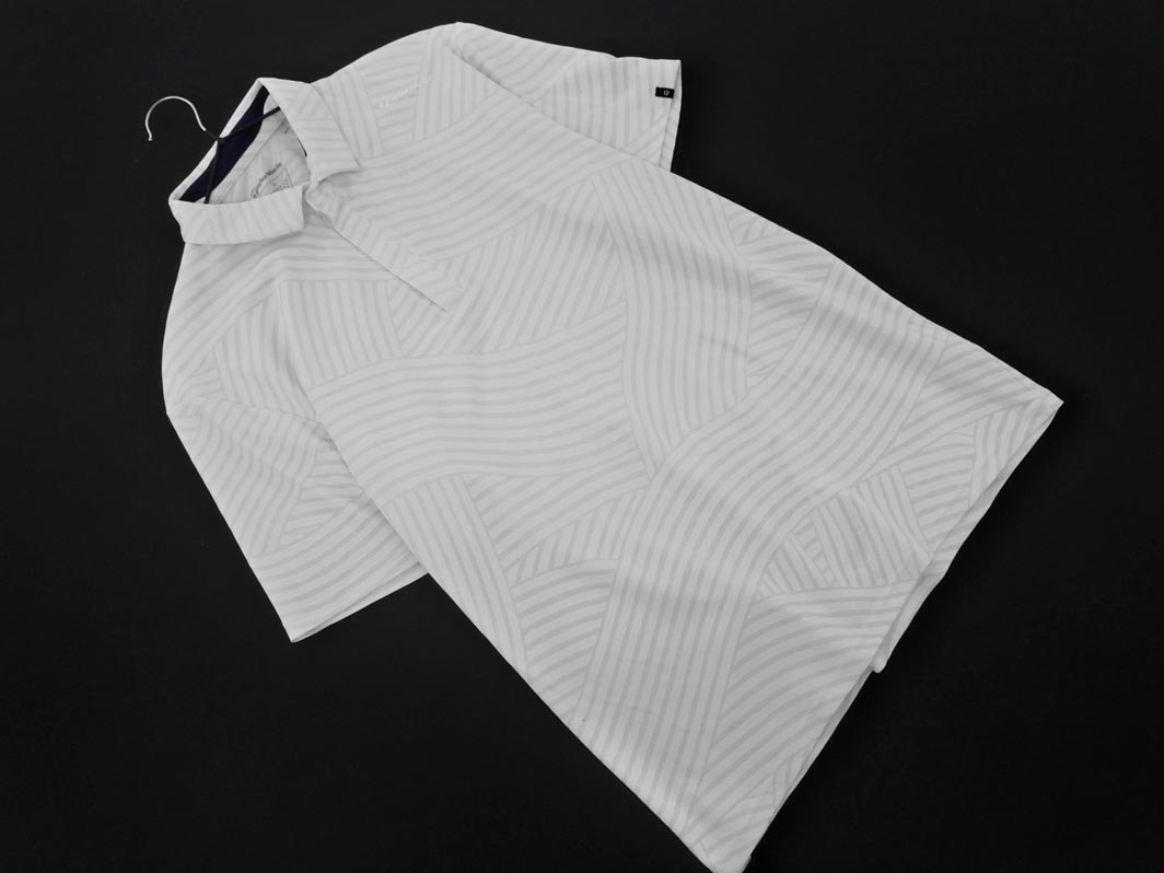 Taylor Made テイラーメイド ストライプ ポロシャツ sizeO/白ｘグレー ■◆ ☆ fec2 メンズ