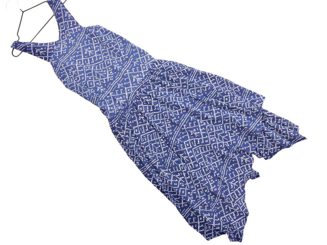 Abercrombie & Fitch アバクロンビー＆フィッチ 総柄 ヘム Aライン ワンピース sizeM/紺 ■◆ ☆ fec2 レディース