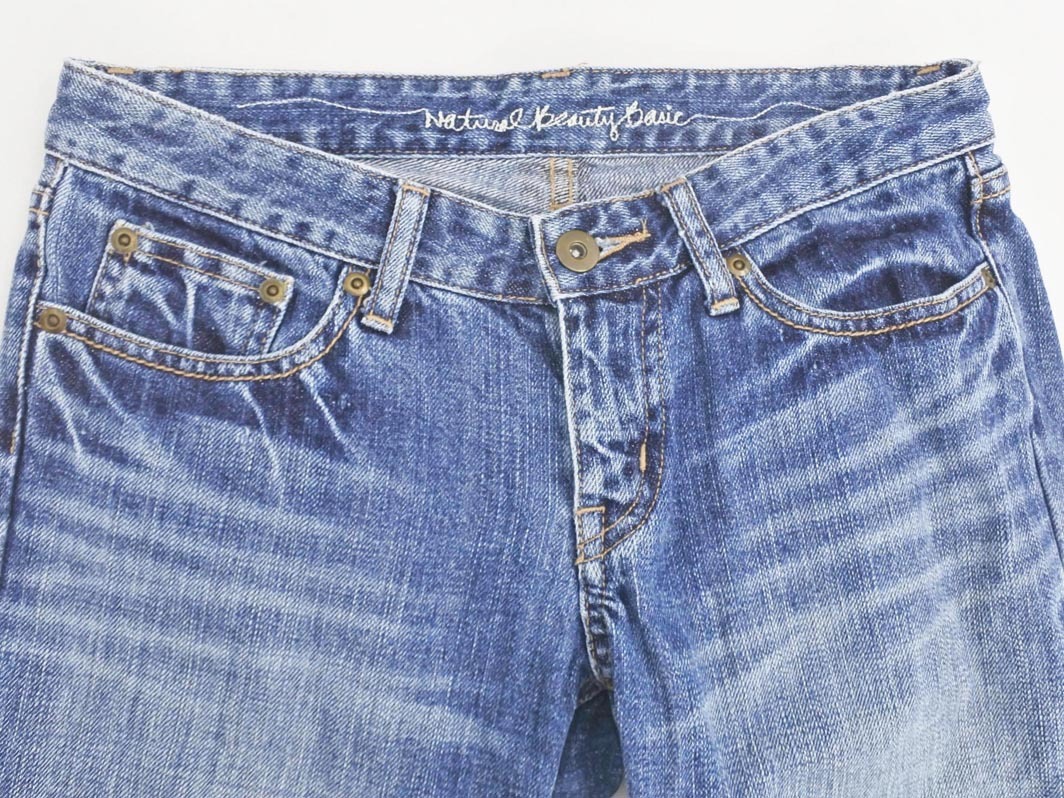 NATURAL BEAUTY BASIC ナチュラルビューティーベーシック ハーフ デニムパンツ sizeXS/青 ■◆ ☆ fec2 レディース