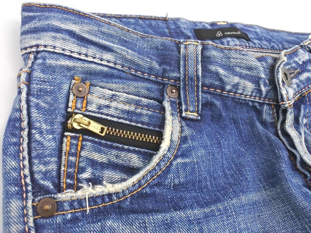 johnbull ジョンブル USED加工 ボタンフライ デニムパンツ 青 ■■ ☆ fec3 メンズ_画像3
