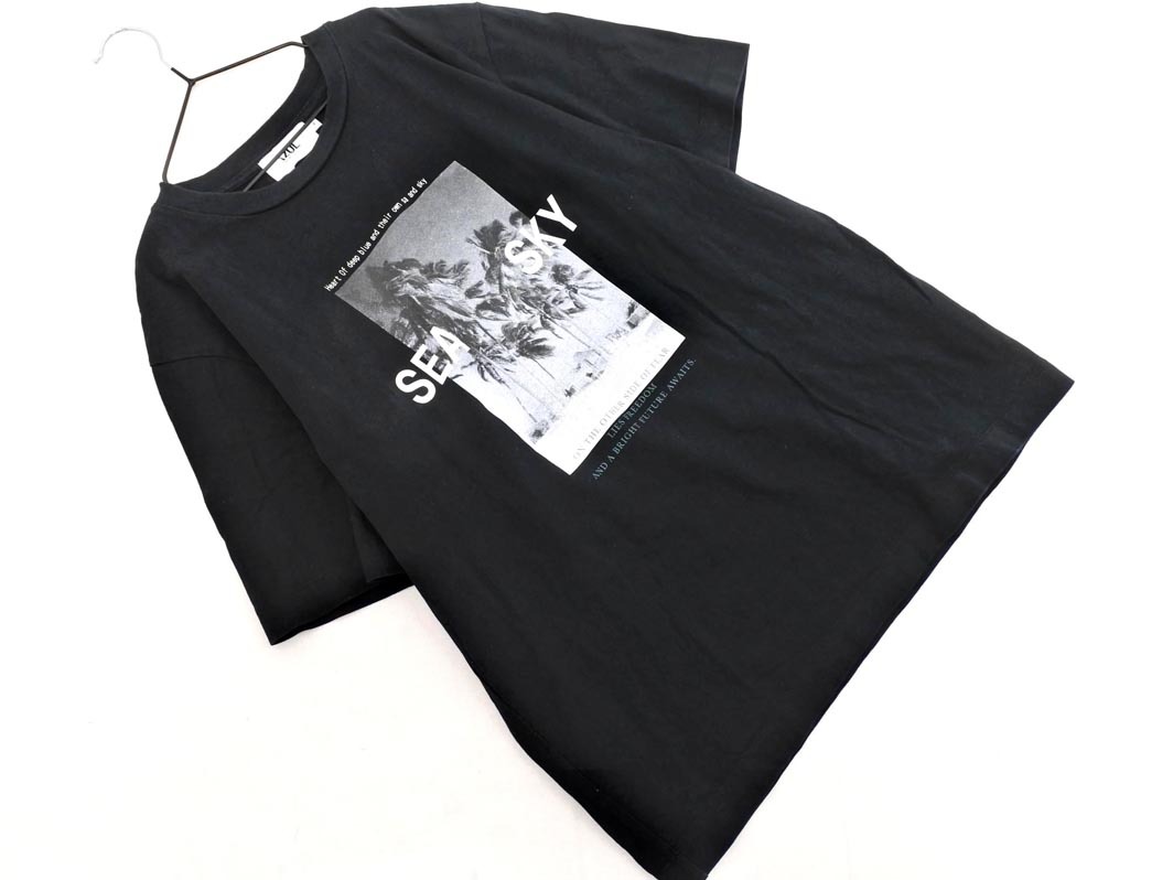 AZUL BY MOUSSY アズールバイマウジー プリント Tシャツ sizeF/黒 ■◆ ☆ fec3 レディース