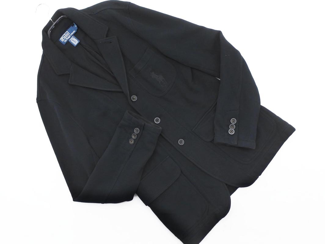 POLO RALPH LAUREN ポロ ラルフローレン ビッグポニー スウェット テーラード ジャケット sizeM/黒 ◇■ ☆ fec3 メンズ