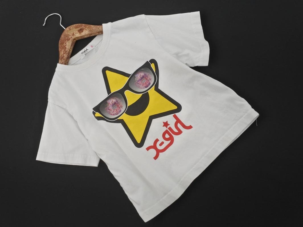 ネコポスOK X-girl エックスガール プリント Tシャツ size100cm/白 ■◆ ☆ fec2 子供服