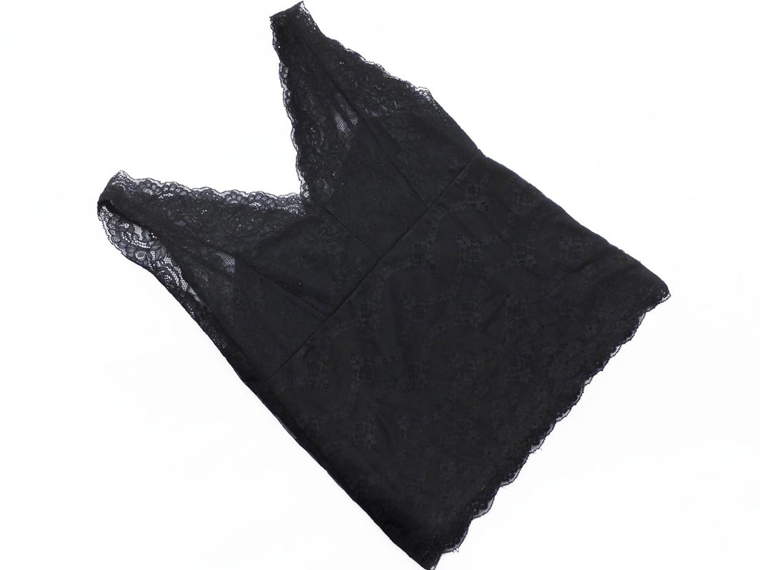 ネコポスOK Heather ヘザー 総レース ノースリーブ カットソー sizeF/黒 ■◆ ☆ fec6 レディース