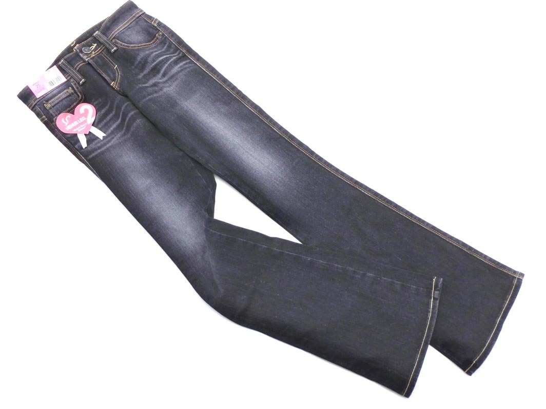 新品 SOMETHING サムシング エドウィン ローライズ ブーツカット デニムパンツ size25/黒 ■■ ☆ fec6 レディース