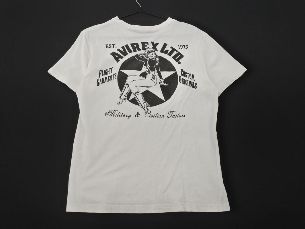 ネコポスOK AVIREX アヴィレックス ロゴ プリント Tシャツ sizeM/白 ■◆ ☆ fec6 メンズ