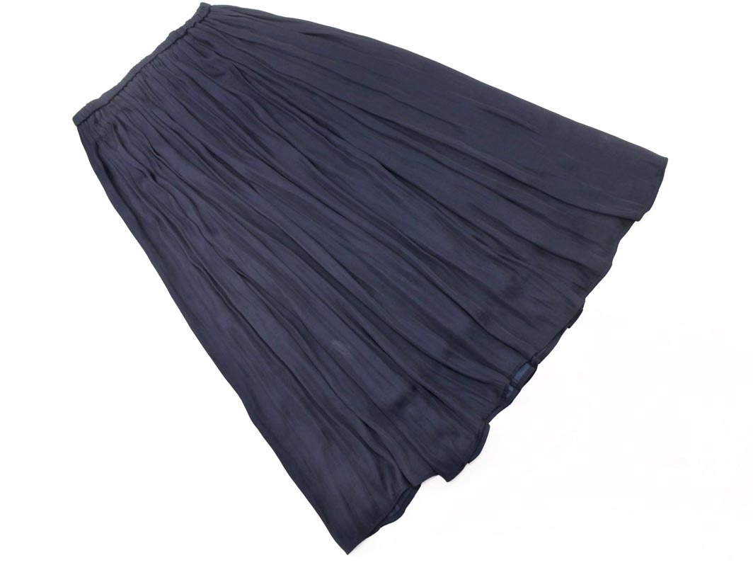 KUMIKYOKU 組曲 サテン スカート size2/紺 ■■ ☆ fec6 レディース