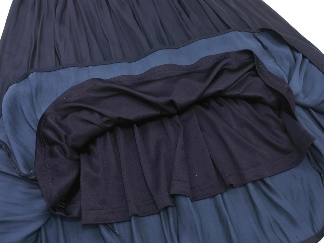KUMIKYOKU 組曲 サテン スカート size2/紺 ■■ ☆ fec6 レディース