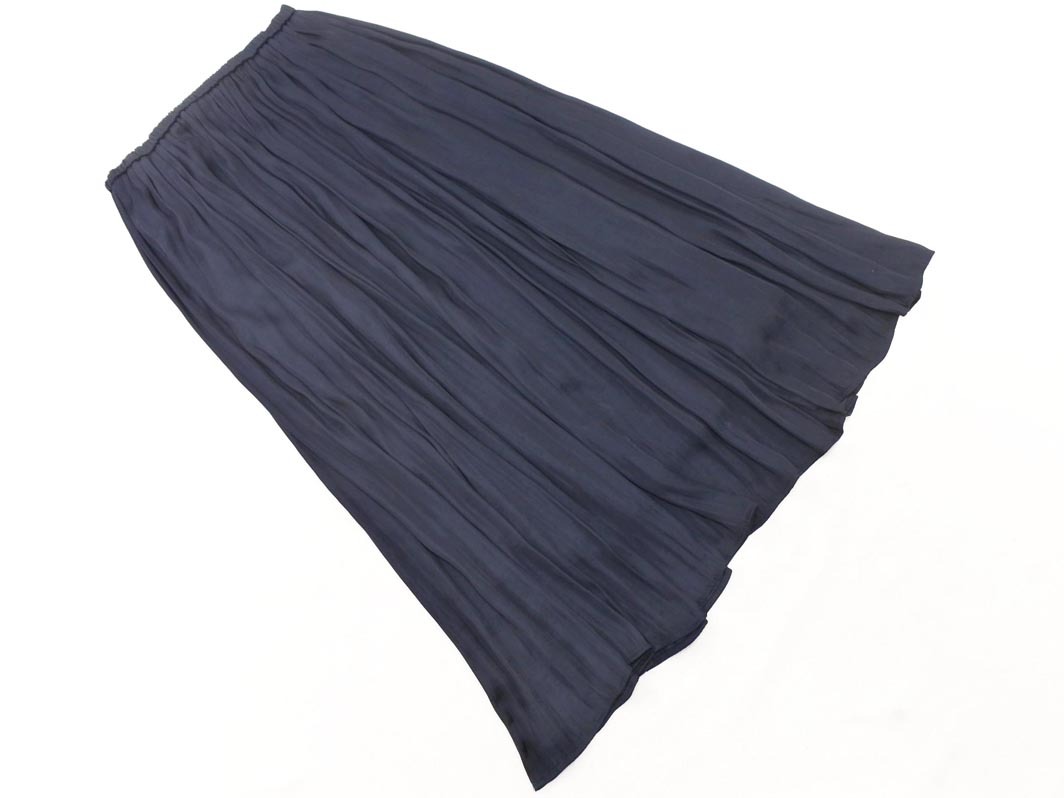 KUMIKYOKU 組曲 サテン スカート size2/紺 ■■ ☆ fec6 レディース