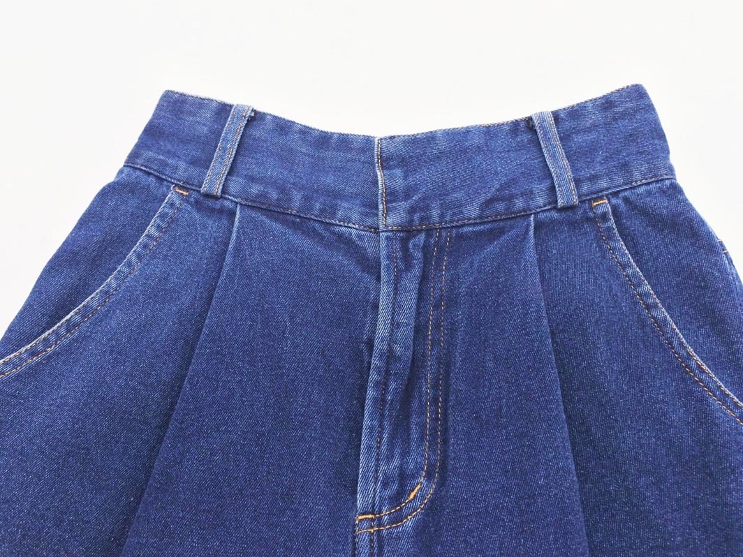 Heather ヘザー タック ワイド デニムパンツ sizeS/紺 ■■ ☆ fec6 レディース