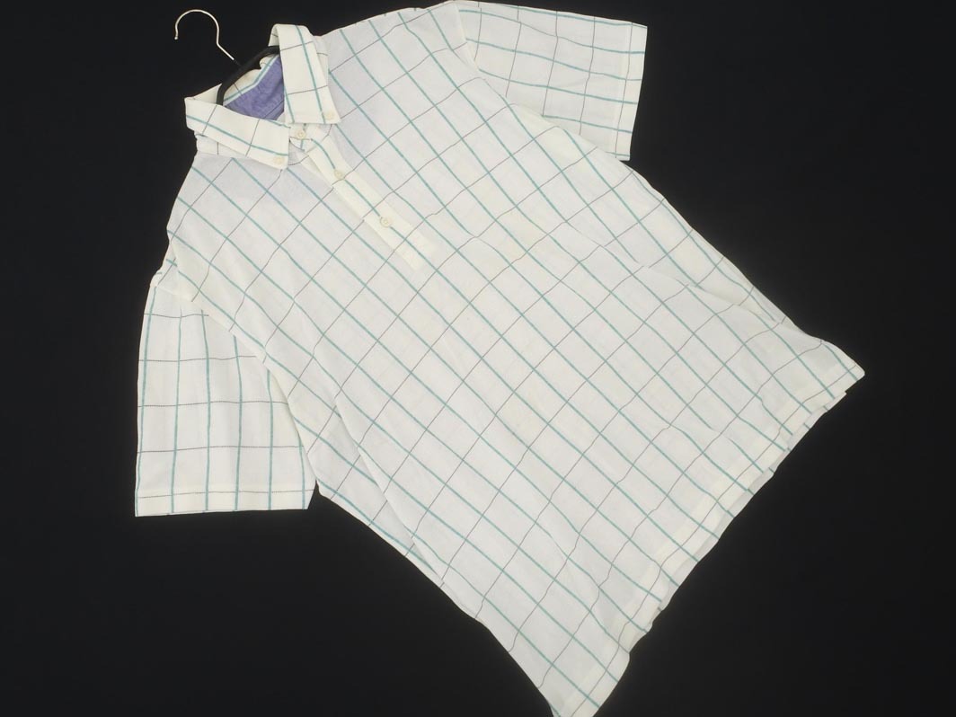 TAKEO KIKUCHI タケオキクチ チェック ボタンダウン ポロシャツ size4/白ｘターコイズブルー ■◆ ☆ fec6 メンズ