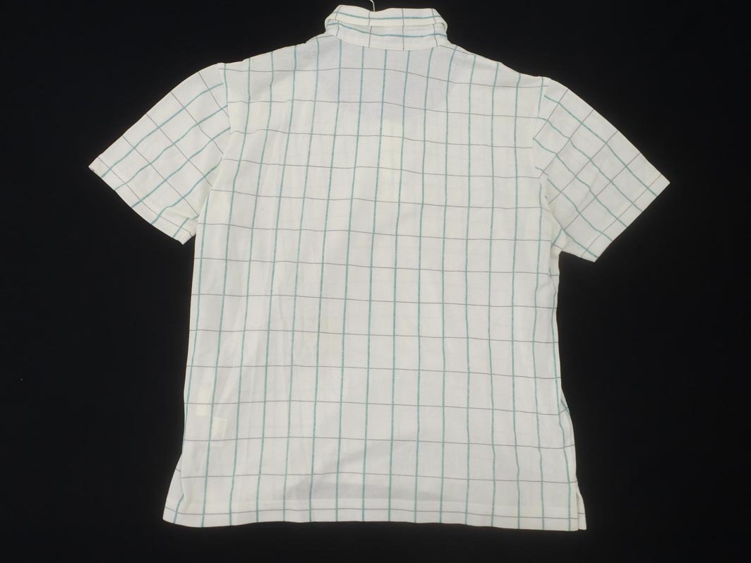 TAKEO KIKUCHI タケオキクチ チェック ボタンダウン ポロシャツ size4/白ｘターコイズブルー ■◆ ☆ fec6 メンズ