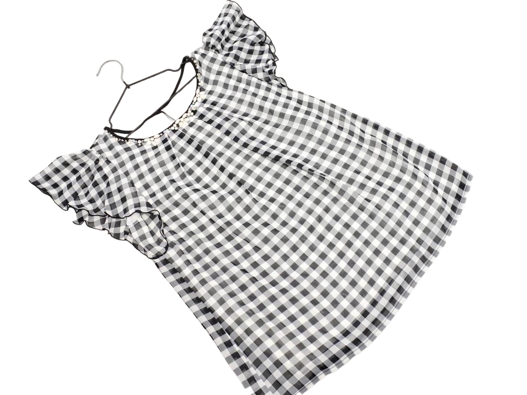 ネコポスOK Apuweiser-riche アプワイザーリッシェ ギンガムチェック ブラウス シャツ size2/白ｘ黒 ■◆ ☆ fec7 レディース