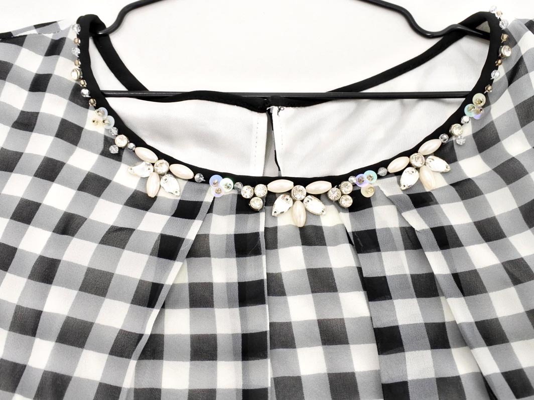 ネコポスOK Apuweiser-riche アプワイザーリッシェ ギンガムチェック ブラウス シャツ size2/白ｘ黒 ■◆ ☆ fec7 レディース
