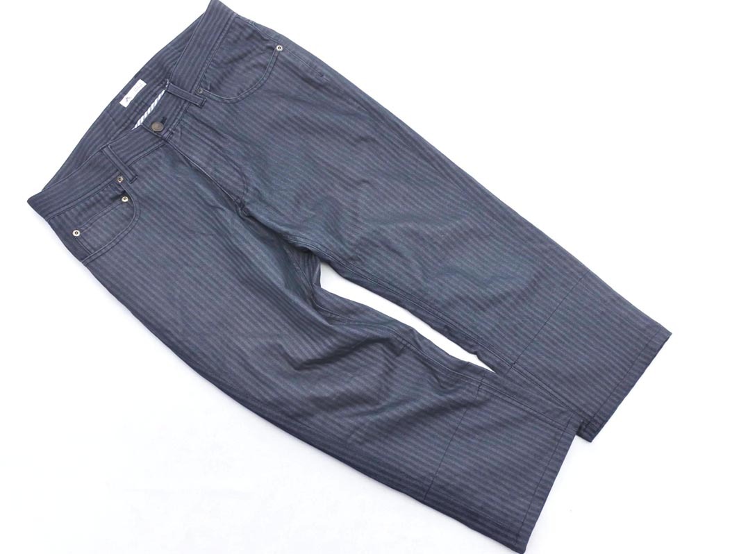 MEN’S MELROSE メンズメルローズ ロールアップ ヒッコリー クロップド パンツ size4/グレー ■◆ ☆ fec7 メンズ