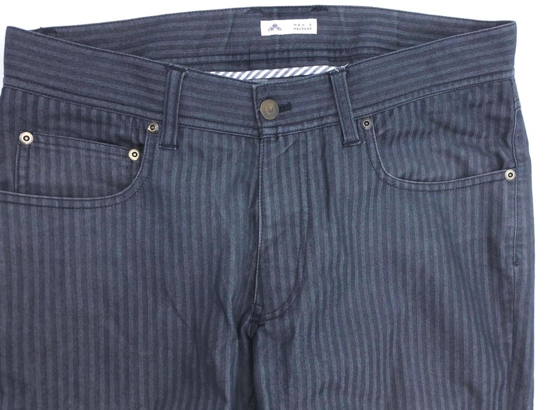 MEN’S MELROSE メンズメルローズ ロールアップ ヒッコリー クロップド パンツ size4/グレー ■◆ ☆ fec7 メンズ