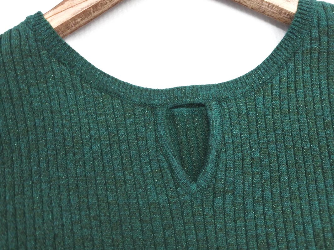 natural couture ナチュラルクチュール ラメ フレンチスリーブ リブ カットソー sizeF/緑 ■◆ ☆ fec8 レディース