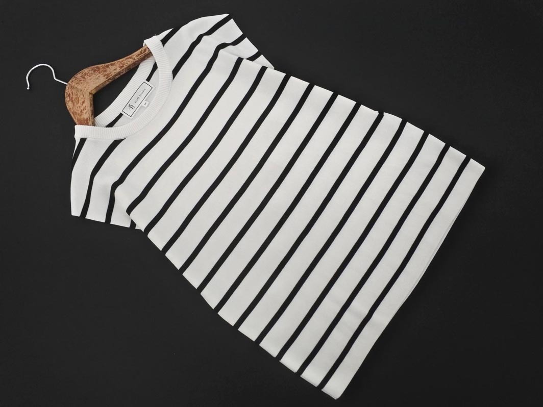 ネコポスOK Rope Picnic ロペピクニック ボーダー ノースリーブ ニット セーター size38/白ｘ黒 ■◆ ☆ fed0 レディース