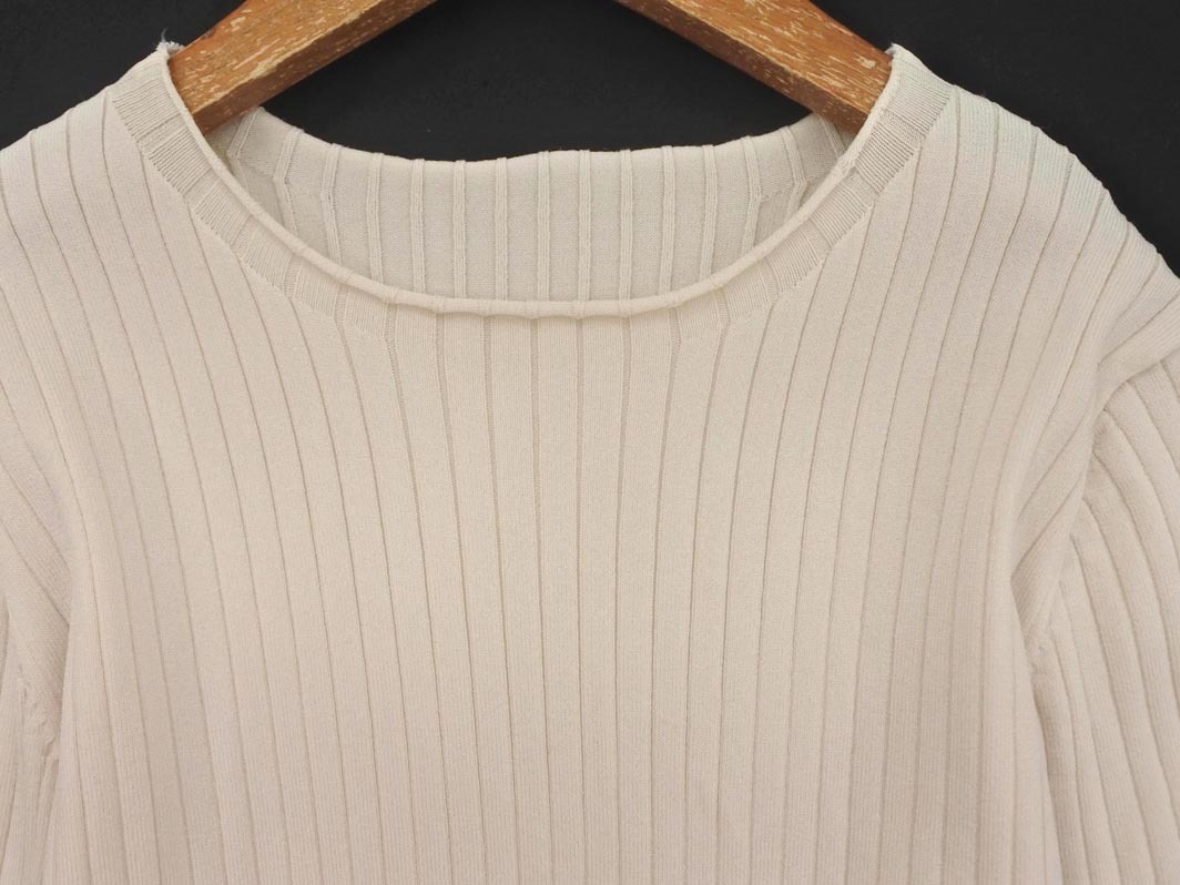 NATURAL BEAUTY BASIC ナチュラルビューティーベーシック 5分袖 ニット セーター sizeM/ベージュ ■◆ ☆ fed0 レディース