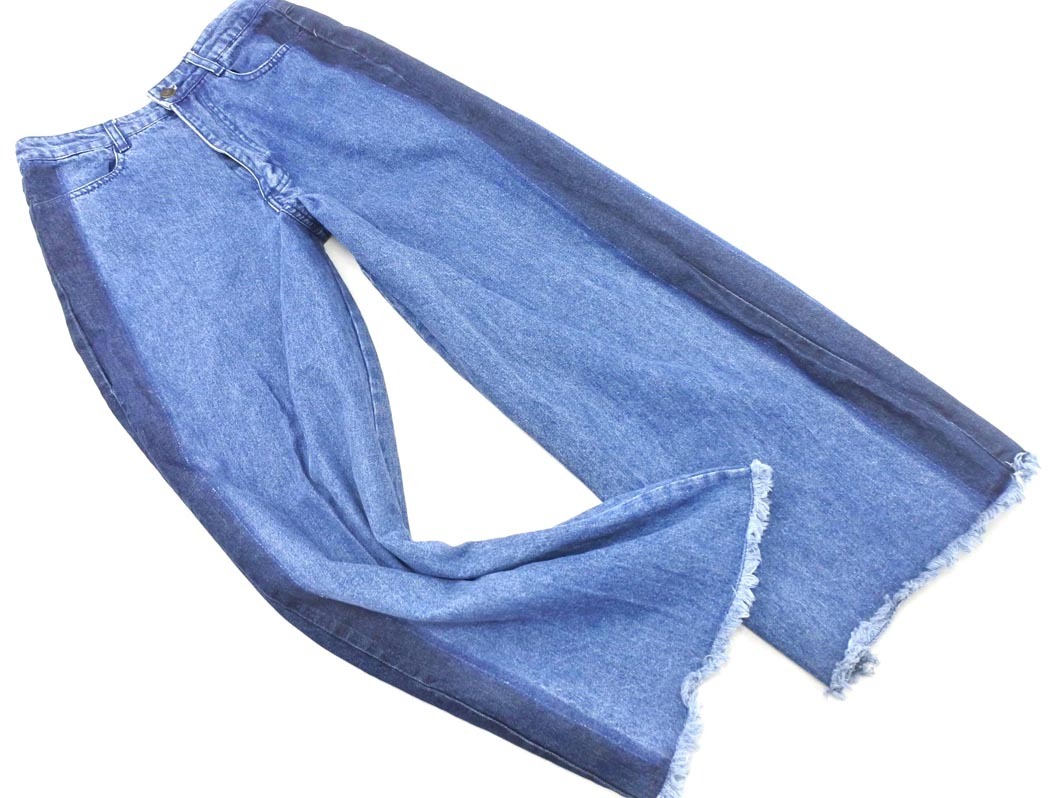 INGNI イング カットオフ ワイド デニムパンツ sizeM/紺 ■■ ☆ fed0 レディース