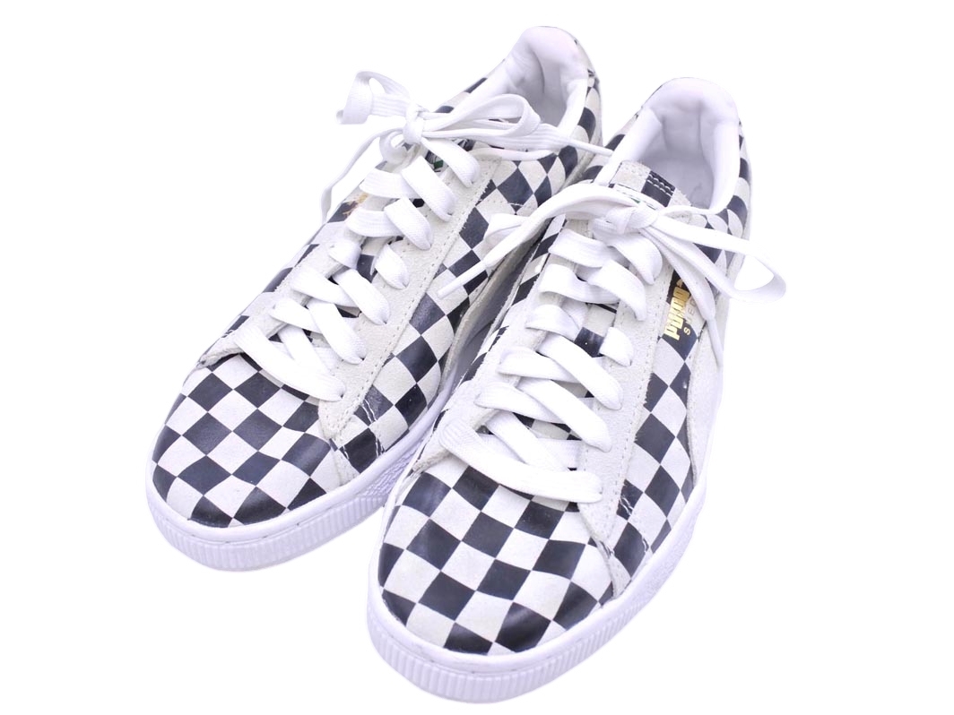 X-girl エックスガール PUMA プーマ コラボ チェッカー ローカット スニーカー size24/白ｘ黒 ■■ ☆ fec9 レディース