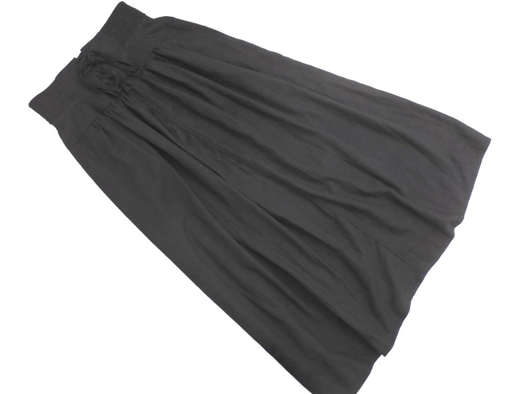 mystic ミスティック ウエスト シャーリング ロング スカート size2/黒 ■■ ☆ fec9 レディース