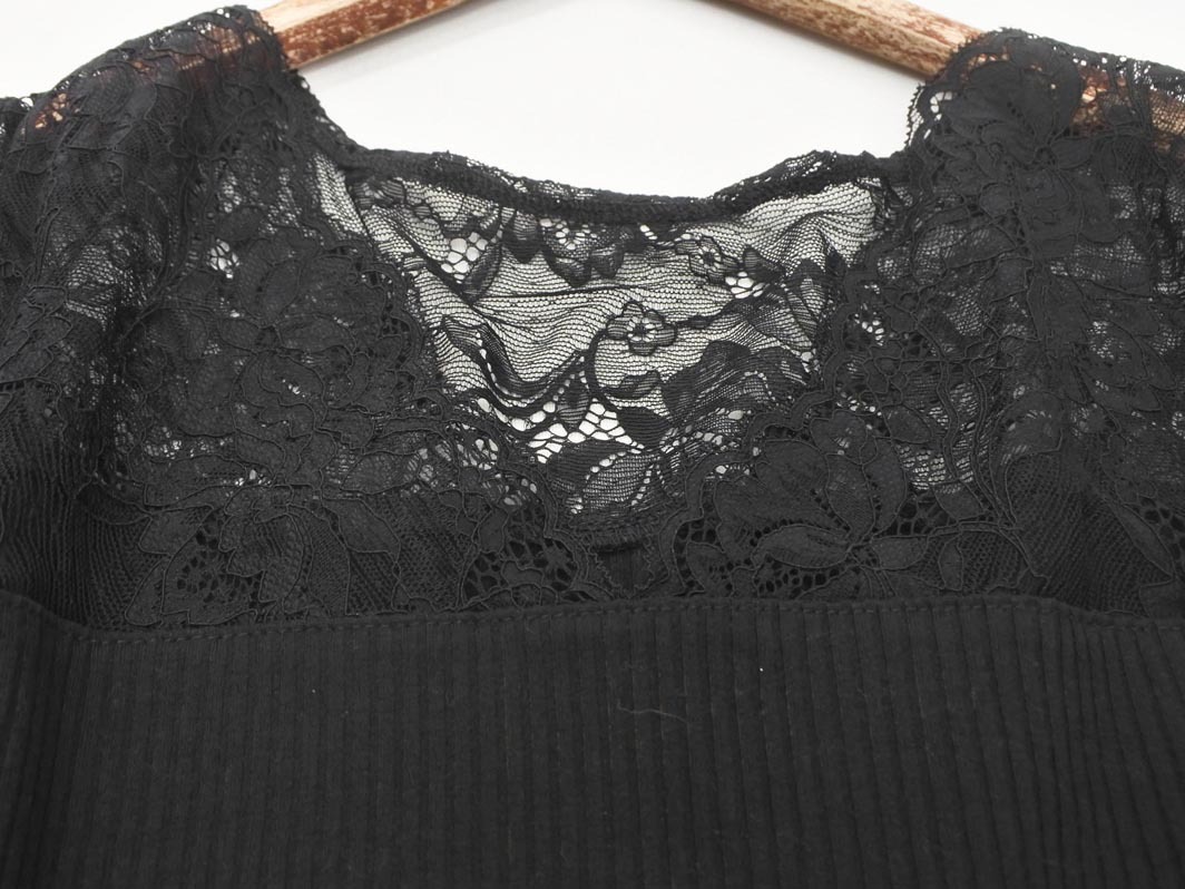ネコポスOK Rope Picnic ロペピクニック 切替 レース カットソー size38/黒 ■◆ ☆ fec9 レディース