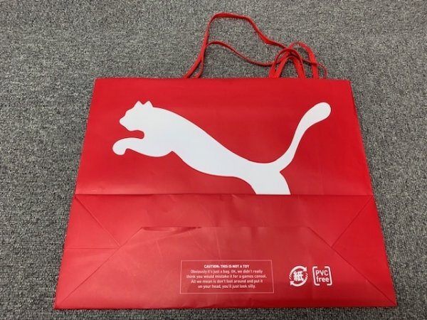 PUMA プーマ 紙袋 袋 手提げ袋 ショッパー ショップ袋 ブランド 赤 コレクション ディスプレイ アンティーク コレクション リメイク用