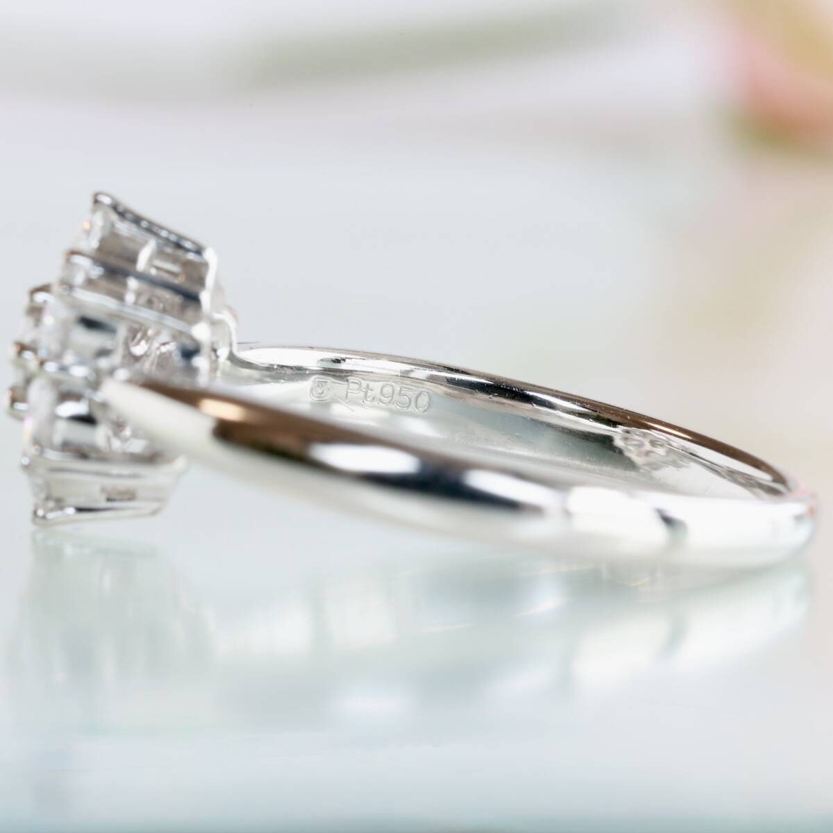 Pt950 ミキモト ダイヤモンド 0.72ct リング 15号 MIKIMOTO プラチナ 花_画像8