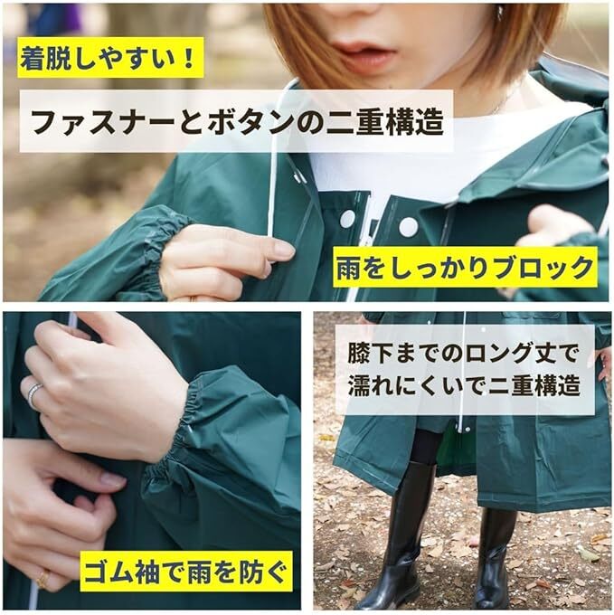 【2025年版 3WAY】レインコート 自転車 レディース?メンズ 男女兼用 ネイビー Mサイズ