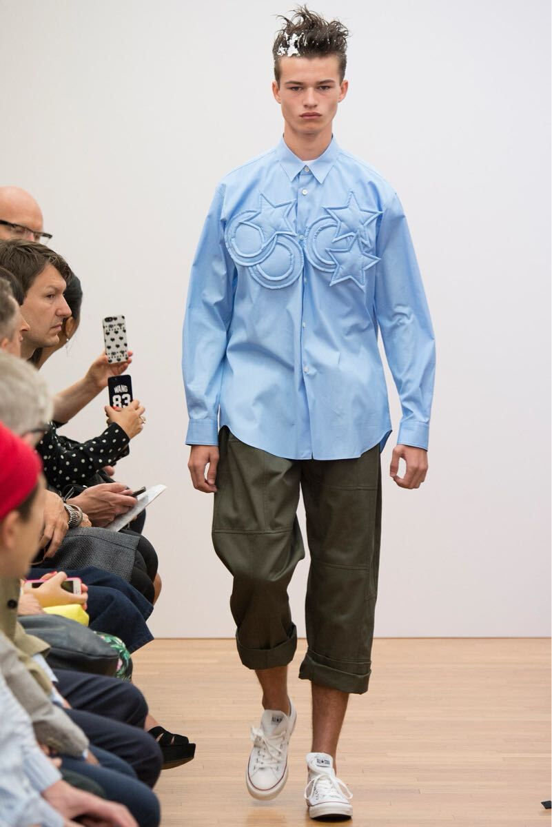  COMME des GARCONS SHIRT 15SS 中綿 アップリケ ワッペンシャツ ホワイト Sサイズ コムデギャルソンシャツ フランス製_画像2