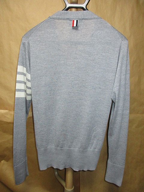  Tom Brown THOM BROWNE шерсть Classic 4BAR V шея кардиган серый 0 внутренний стандартный товар 