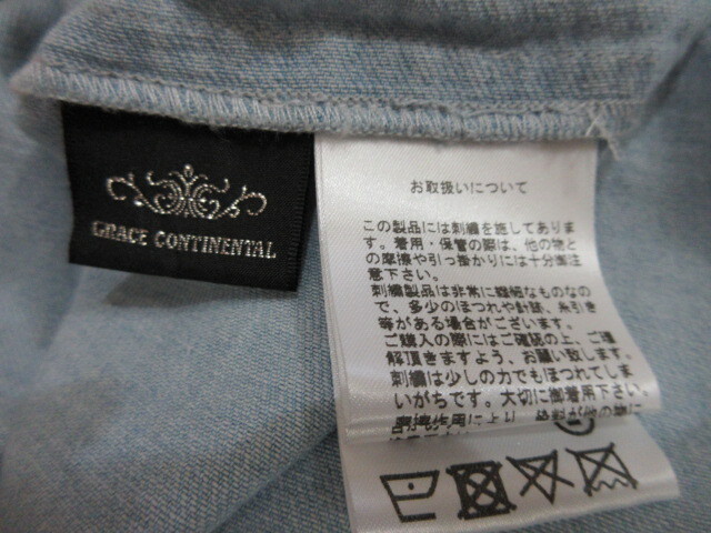 グレースコンチネンタル　 GRACE CONTINENTAL　カフタンスリットデニムワンピース カフタン　デニム　刺繍　ワンピース　36
