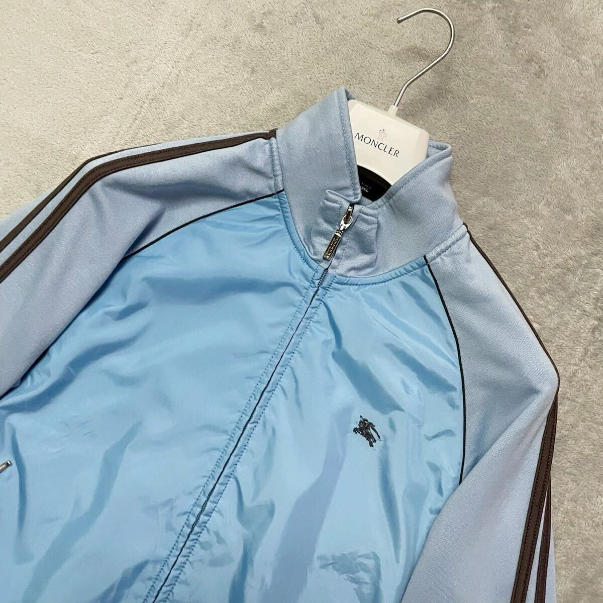バーバリーブラックレーベル トラックジャケット ジャージ 人気色 ホースロゴ 良品!M相当☆BURBERRY BLACK LABEL バーバリーブラックレーベル