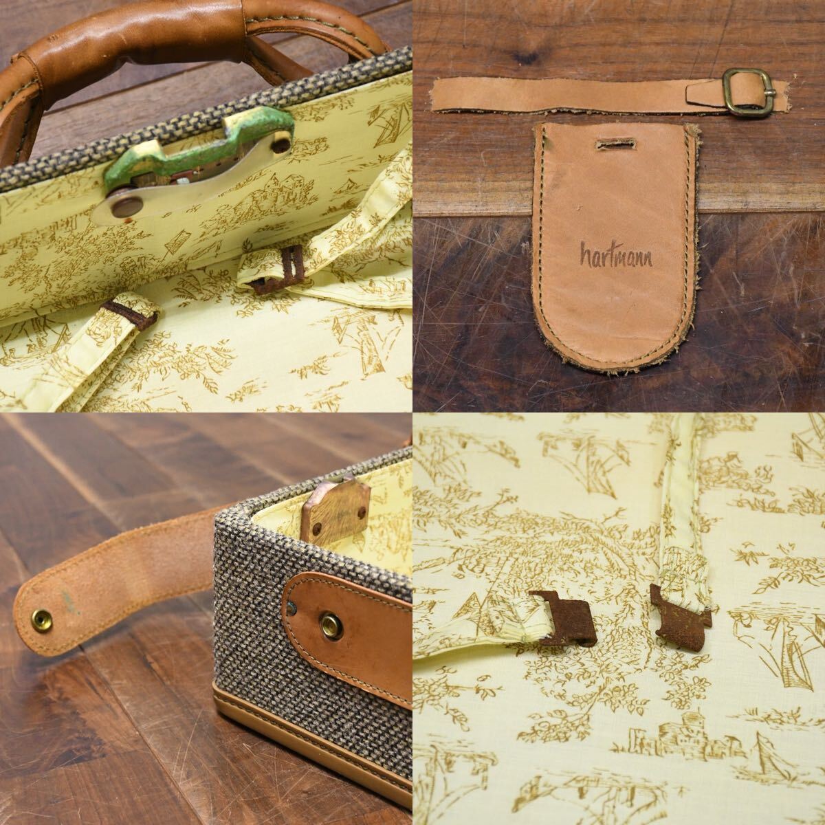 EEK23 ハートマン Hartmann TWEED BELTING ラゲッジ ツイード×ベルティングレザー ヴィンテージ トラベルバッグ トランク 旅行カバン 鞄_画像10