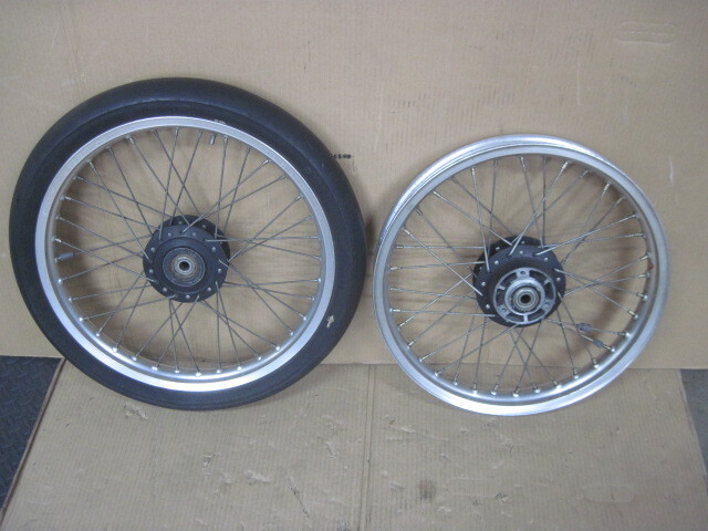 ヤマハTZ125 [3V3/5F6]鉄フレームレーサー用 フロントJ18x1,60&リヤJ18x1,85 前后スポークホイール　ミニカフェレーサーカスタム等に