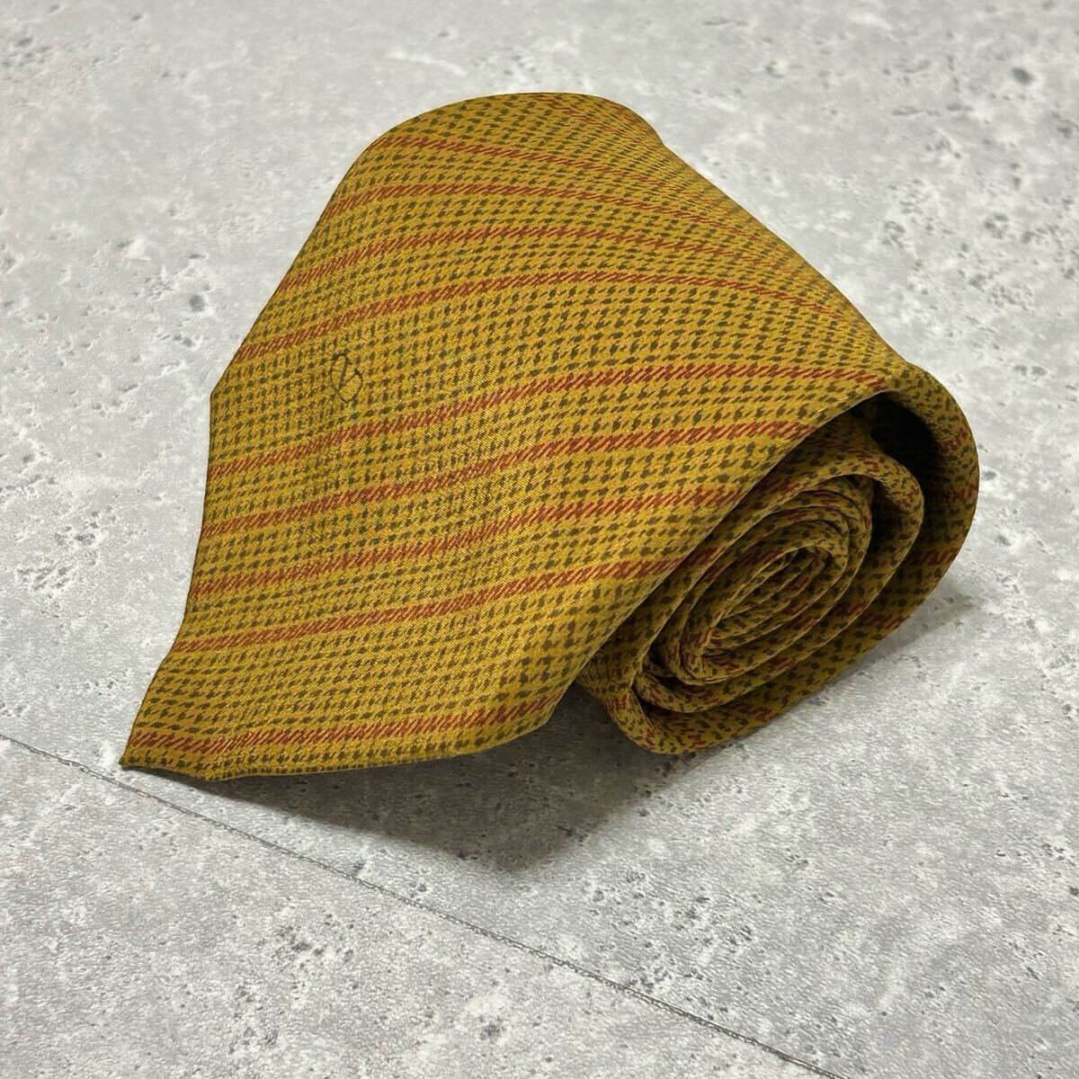 valentino バレンティノ　ネクタイ シルク100% 黄土色 からし色 マスタード　イエロー系 イタリア製 7430FH_画像1