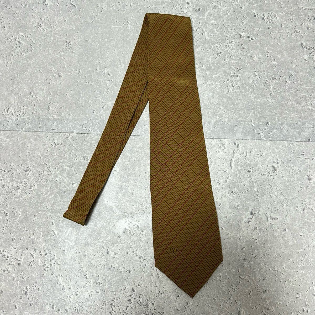 valentino バレンティノ　ネクタイ シルク100% 黄土色 からし色 マスタード　イエロー系 イタリア製 7430FH_画像2